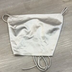 White Satin Crop Top